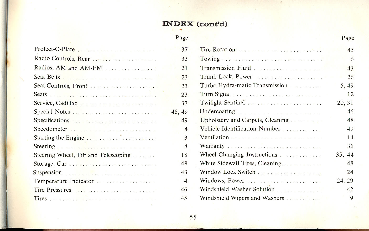 1965 Cadillac Owners Manual Page 2